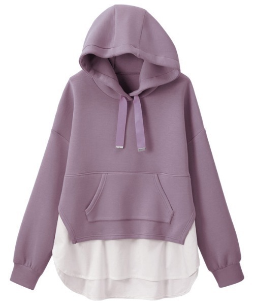 GeeRA(ジーラ)の「シャツレイヤード風ダンボールパーカー(パーカー・レディース・パープル/チャコール・MEDIUM/LARGE/X-LARGE)」の5枚目の写真
