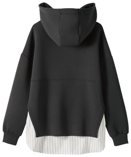 GeeRA(ジーラ)の「シャツレイヤード風ダンボールパーカー(パーカー・レディース・パープル/チャコール・MEDIUM/LARGE/X-LARGE)」の4枚目の写真