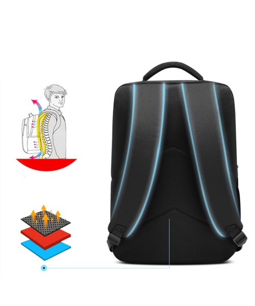 aimoha（アイモハ）の「ビジネスリュック（バックパック/リュック・メンズ・ブラック/グレー/ネイビー/ライトグレー・SMALL）」の15枚目の写真