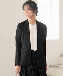IEDIT 布はく見えカットソー素材の洗練ジャケット〈ブラック〉