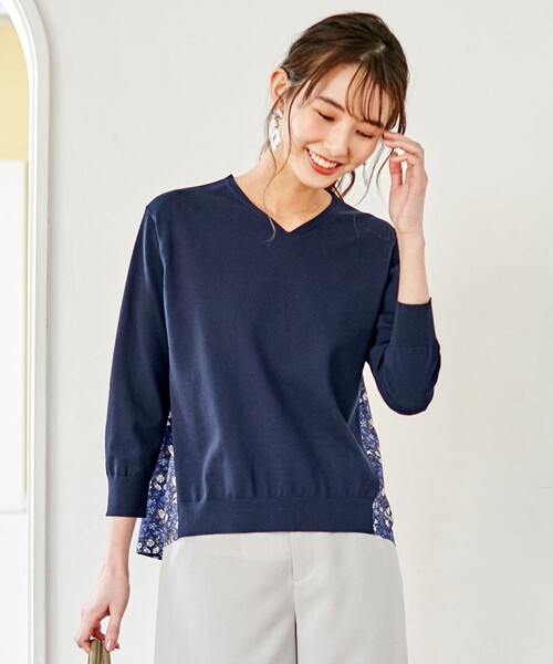 海外通販 安い セール Ladies J プレス 洗える Onward 小さいサイズ 布帛ドッキング トップス ニット ニット セーター J Press Ladies J プレス レディス のファッション 激安ランキング1位直営店 の