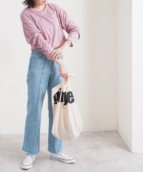 Fizz（フィズ）の「【Fizz/フィズ】　バックヘンリーネック　カットオフヘムカットソー（Tシャツ/カットソー・レディース・パープル/ベージュ/オフホワイト/ブラック・M）」の16枚目の写真