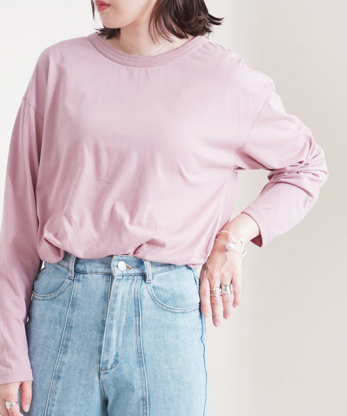 Fizz（フィズ）の「【Fizz/フィズ】　バックヘンリーネック　カットオフヘムカットソー（Tシャツ/カットソー・レディース・パープル/ベージュ/オフホワイト/ブラック・M）」の18枚目の写真