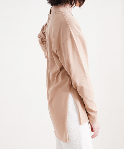 Fizz（フィズ）の「【Fizz/フィズ】　バックヘンリーネック　カットオフヘムカットソー（Tシャツ/カットソー・レディース・パープル/ベージュ/オフホワイト/ブラック・M）」の20枚目の写真