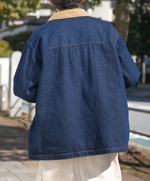 PairPair（ペアペア）の「BIGシルエットカバーオールジャケット(ユニセックス)（カバーオール・メンズ・オフホワイト/ライトグリーン/インディゴブルー・MEDIUM/LARGE）」の8枚目の写真