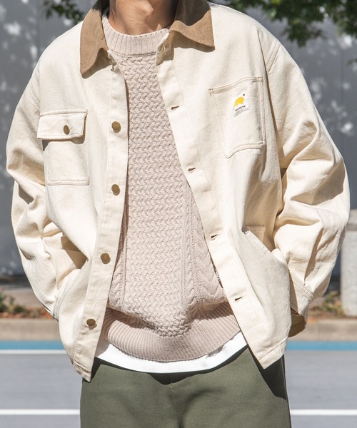 PairPair（ペアペア）の「BIGシルエットカバーオールジャケット(ユニセックス)（カバーオール・メンズ・オフホワイト/ライトグリーン/インディゴブルー・MEDIUM/LARGE）」の5枚目の写真