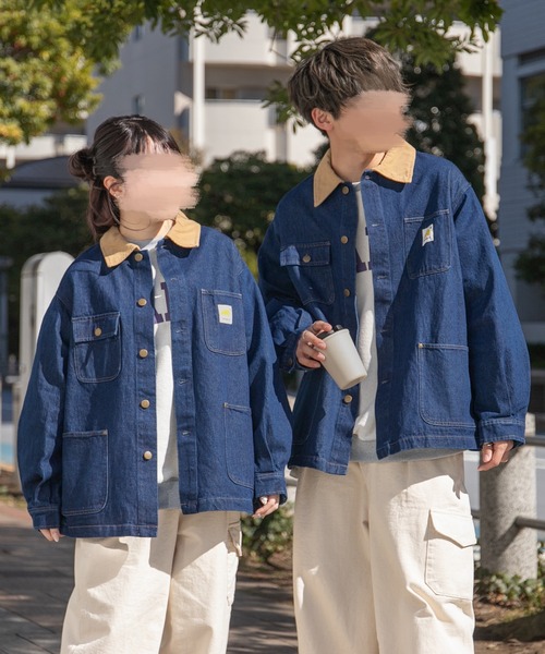 PairPair（ペアペア）の「BIGシルエットカバーオールジャケット(ユニセックス)（カバーオール・メンズ・オフホワイト/ライトグリーン/インディゴブルー・MEDIUM/LARGE）」の7枚目の写真