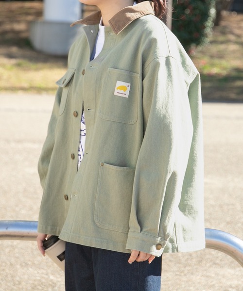 PairPair（ペアペア）の「BIGシルエットカバーオールジャケット(ユニセックス)（カバーオール・メンズ・オフホワイト/ライトグリーン/インディゴブルー・MEDIUM/LARGE）」の12枚目の写真