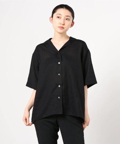 Munich(ミューニック)の「Munich(ミューニック)バックスリットシャツ(シャツ/ブラウス・レディース・ブラック/カーキ・FREE)」の1枚目の写真