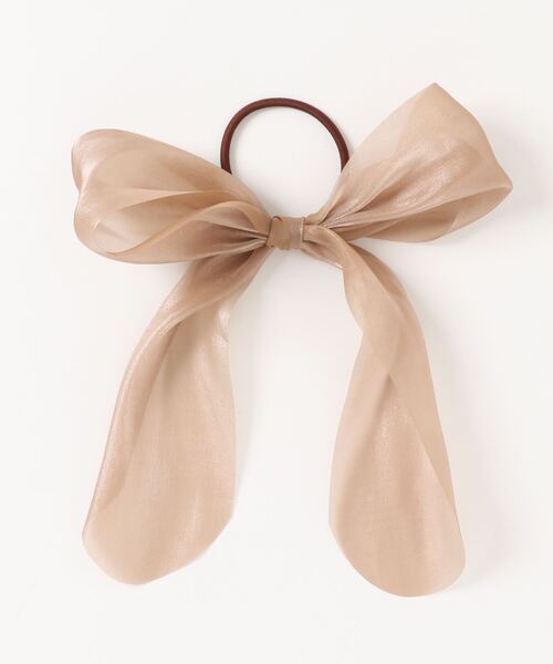 flower(フラワー)の「グロスリボンゴム(ヘアゴム・レディース・ブラウン/ベージュ・FREE)」の4枚目の写真