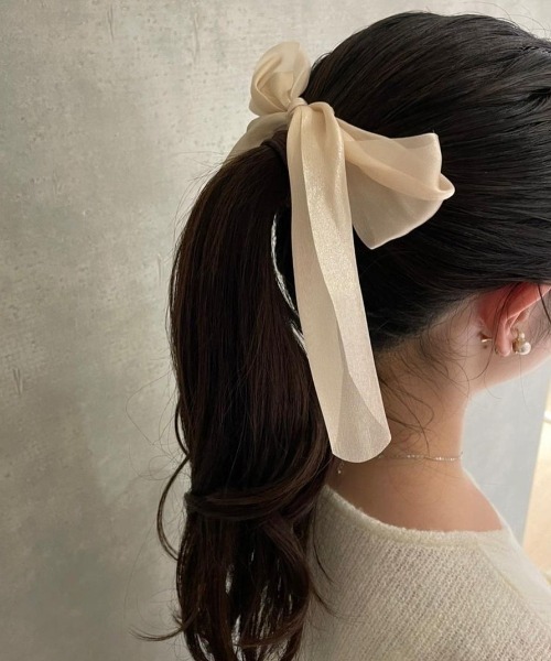 flower(フラワー)の「グロスリボンゴム(ヘアゴム・レディース・ブラウン/ベージュ・FREE)」の9枚目の写真