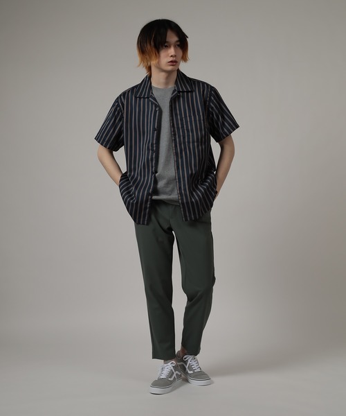 SlashDate（スラッシュデイト）の「ストライプオープンカラー半袖シャツ（シャツ/ブラウス・メンズ・ワインレッド/ホワイト/ブラック/ネイビー/グリーン・M/XL/L）」の10枚目の写真