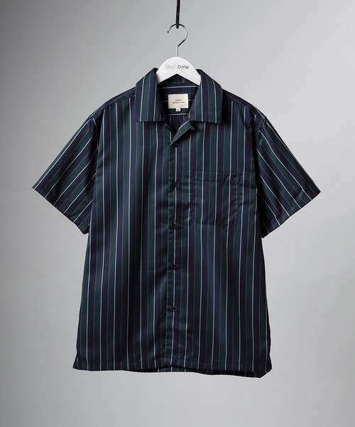 SlashDate（スラッシュデイト）の「ストライプオープンカラー半袖シャツ（シャツ/ブラウス・メンズ・ワインレッド/ホワイト/ブラック/ネイビー/グリーン・M/XL/L）」の17枚目の写真
