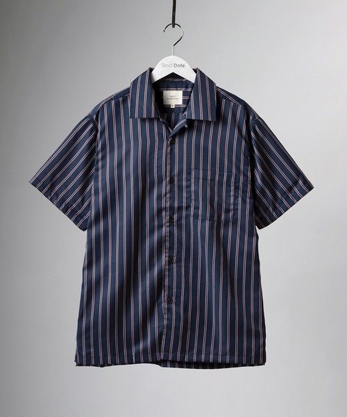 SlashDate（スラッシュデイト）の「ストライプオープンカラー半袖シャツ（シャツ/ブラウス・メンズ・ワインレッド/ホワイト/ブラック/ネイビー/グリーン・M/XL/L）」の18枚目の写真