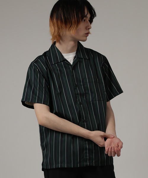 SlashDate（スラッシュデイト）の「ストライプオープンカラー半袖シャツ（シャツ/ブラウス・メンズ・ワインレッド/ホワイト/ブラック/ネイビー/グリーン・M/XL/L）」の22枚目の写真