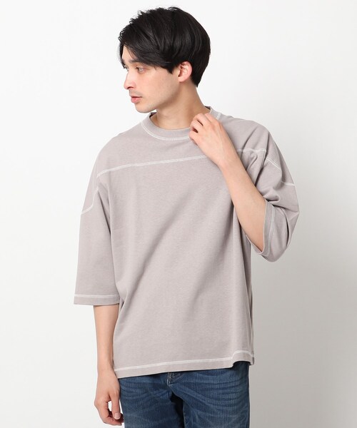 THE SHOP TK （ザ ショップ ティーケー ）の「◆コットンヘンプフットボールTシャツ（Tシャツ/カットソー・メンズ・レモンイエロー/オフホワイト/ダークオレンジ/ライトパープル/ブラック/グレー・03/02/04）」の3枚目の写真