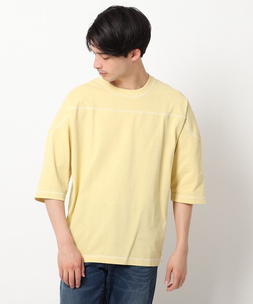 THE SHOP TK （ザ ショップ ティーケー ）の「◆コットンヘンプフットボールTシャツ（Tシャツ/カットソー・メンズ・レモンイエロー/オフホワイト/ダークオレンジ/ライトパープル/ブラック/グレー・03/02/04）」の5枚目の写真