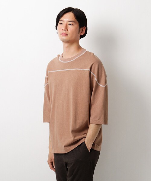 THE SHOP TK （ザ ショップ ティーケー ）の「◆コットンヘンプフットボールTシャツ（Tシャツ/カットソー・メンズ・レモンイエロー/オフホワイト/ダークオレンジ/ライトパープル/ブラック/グレー・03/02/04）」の6枚目の写真