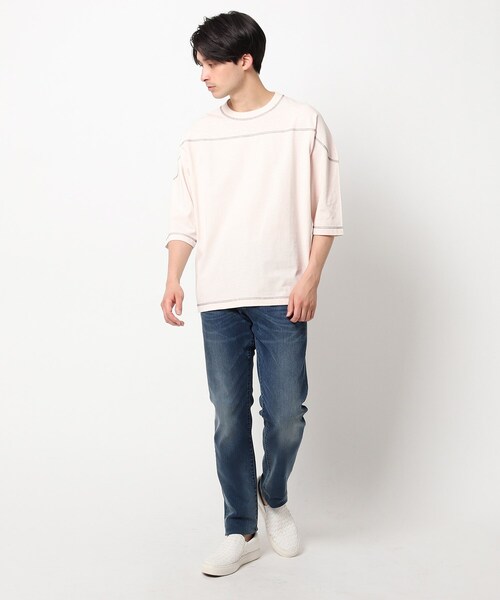 THE SHOP TK （ザ ショップ ティーケー ）の「◆コットンヘンプフットボールTシャツ（Tシャツ/カットソー・メンズ・レモンイエロー/オフホワイト/ダークオレンジ/ライトパープル/ブラック/グレー・03/02/04）」の8枚目の写真