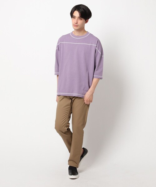 THE SHOP TK （ザ ショップ ティーケー ）の「◆コットンヘンプフットボールTシャツ（Tシャツ/カットソー・メンズ・レモンイエロー/オフホワイト/ダークオレンジ/ライトパープル/ブラック/グレー・03/02/04）」の11枚目の写真