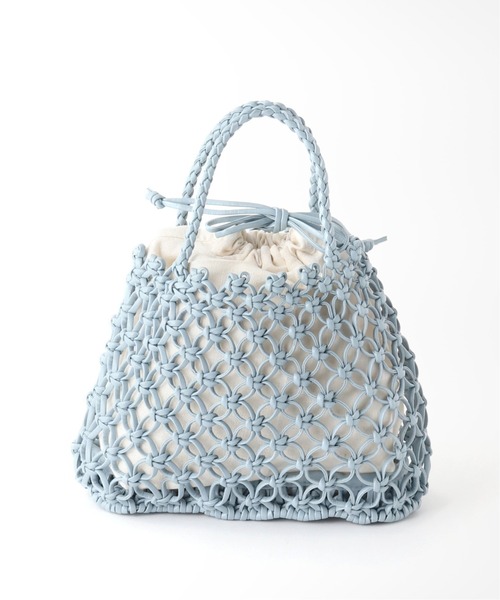 Simplicite（サンプリシテ）の「フェイクレザーメッシュ編みBAG◆（ハンドバッグ・レディース・ブラック/ベージュ/ブルー系その他・FREE）」の5枚目の写真