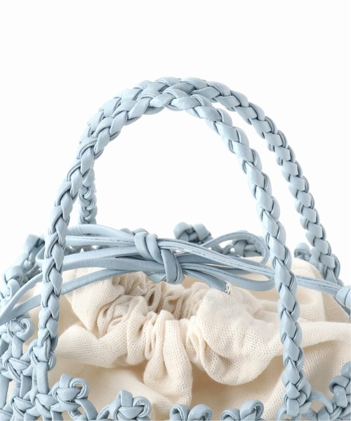 Simplicite（サンプリシテ）の「フェイクレザーメッシュ編みBAG◆（ハンドバッグ・レディース・ブラック/ベージュ/ブルー系その他・FREE）」の8枚目の写真