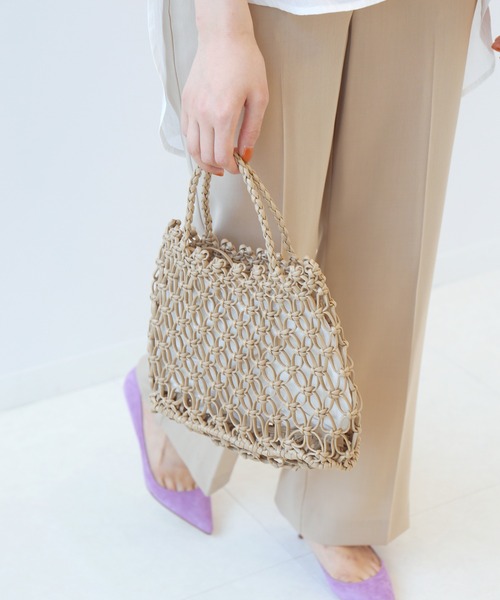 Simplicite（サンプリシテ）の「フェイクレザーメッシュ編みBAG◆（ハンドバッグ・レディース・ブラック/ベージュ/ブルー系その他・FREE）」の19枚目の写真