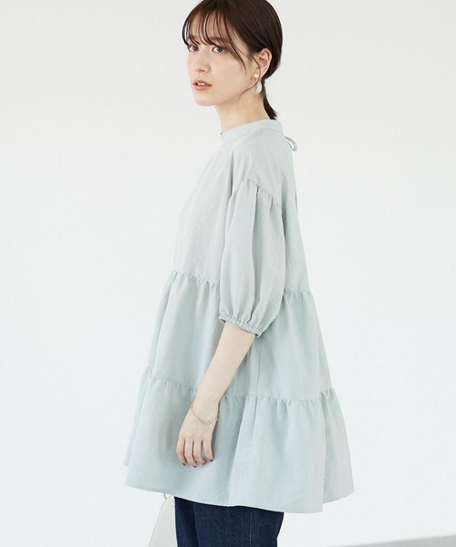 ELENCARE DUE（エレンカーレデュエ）の「・ELENCARE DUE ティアードブラウスチュニック＊（シャツ/ブラウス・レディース・ブラック/オフホワイト/ミント・FREE）」の3枚目の写真