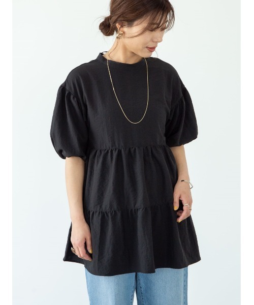 ELENCARE DUE（エレンカーレデュエ）の「・ELENCARE DUE ティアードブラウスチュニック＊（シャツ/ブラウス・レディース・ブラック/オフホワイト/ミント・FREE）」の2枚目の写真