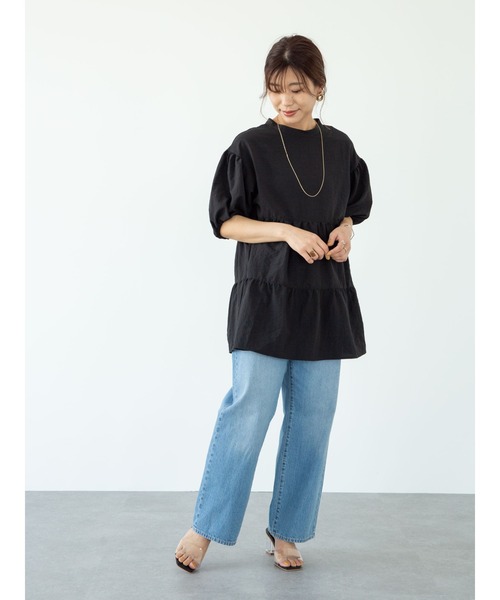 ELENCARE DUE（エレンカーレデュエ）の「・ELENCARE DUE ティアードブラウスチュニック＊（シャツ/ブラウス・レディース・ブラック/オフホワイト/ミント・FREE）」の6枚目の写真