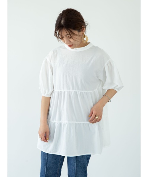 ELENCARE DUE（エレンカーレデュエ）の「・ELENCARE DUE ティアードブラウスチュニック＊（シャツ/ブラウス・レディース・ブラック/オフホワイト/ミント・FREE）」の13枚目の写真