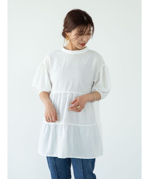 ELENCARE DUE（エレンカーレデュエ）の「・ELENCARE DUE ティアードブラウスチュニック＊（シャツ/ブラウス・レディース・ブラック/オフホワイト/ミント・FREE）」の11枚目の写真