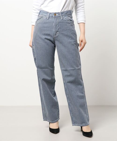 Lee(リー)の「Lee/リー ワイドペインターパンツ ワーク デニム DUNGAREES/ダンガリーズ/ワイドデニムパンツ/ペインターパンツ【定番カラー】(デニムパンツ・レディース・インディゴブルー/アイボリー/ストライプ/その他1/ホワイト系その他/ブルー系その他2/ブルー系その他・SMALL/MEDIUM/LARGE/X-SMALL)」の7枚目の写真