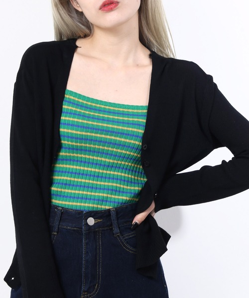 WC（ダブル シー）の「マルチボーダーキャミソール（キャミソール・レディース・グリーン/ピンク/ブラック・FREE）」の6枚目の写真