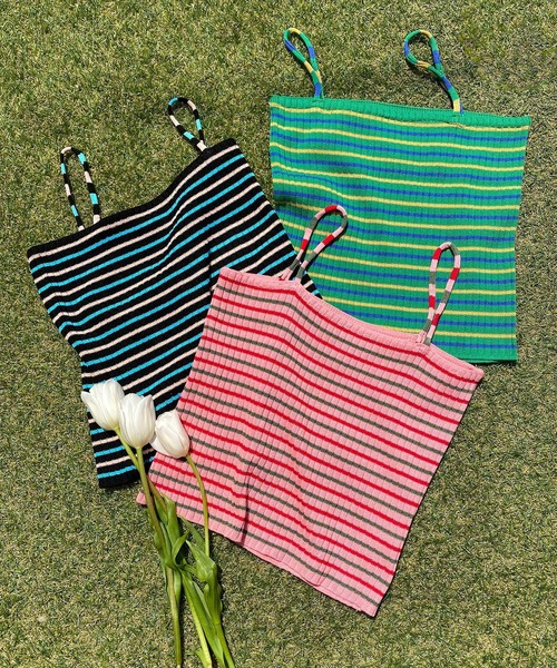 WC（ダブル シー）の「マルチボーダーキャミソール（キャミソール・レディース・グリーン/ピンク/ブラック・FREE）」の10枚目の写真