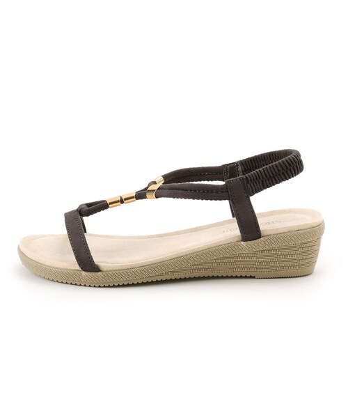 SHOO・LA・RUE（シューラルー）の「◆Tアクセバックゴムサンダル（サンダル・レディース・チャコールグレー/キャメル/ダークブラウン・25/35/45）」の4枚目の写真