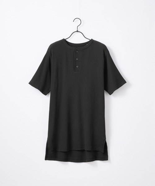 Craft Nicholson（クラフトニコルソン）の「ワッフル ロング丈 クルー ヘンリー 半袖Tシャツ（Tシャツ/カットソー・メンズ・チャコールグレー/ブラック/ブルー系その他3/パープル系その他2/ピンク系その他/スモークピンク/ブルー系その他2/パープル系その他/イエロー系その他/ベージュ系その他/ブルー系その他/ブラック系その他/グレー系その他/ヘザーグレー/ホワイト系その他/カーキ/アイボリー/ベージュ/ネイビー・M/L/XL）」の5枚目の写真