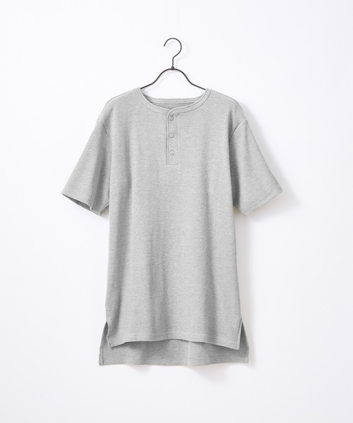 Craft Nicholson（クラフトニコルソン）の「ワッフル ロング丈 クルー ヘンリー 半袖Tシャツ（Tシャツ/カットソー・メンズ・チャコールグレー/ブラック/ブルー系その他3/パープル系その他2/ピンク系その他/スモークピンク/ブルー系その他2/パープル系その他/イエロー系その他/ベージュ系その他/ブルー系その他/ブラック系その他/グレー系その他/ヘザーグレー/ホワイト系その他/カーキ/アイボリー/ベージュ/ネイビー・M/L/XL）」の8枚目の写真