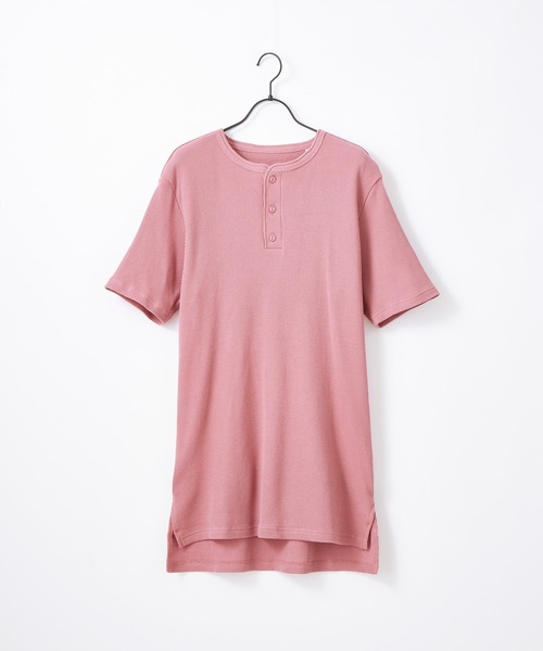 Craft Nicholson（クラフトニコルソン）の「ワッフル ロング丈 クルー ヘンリー 半袖Tシャツ（Tシャツ/カットソー・メンズ・チャコールグレー/ブラック/ブルー系その他3/パープル系その他2/ピンク系その他/スモークピンク/ブルー系その他2/パープル系その他/イエロー系その他/ベージュ系その他/ブルー系その他/ブラック系その他/グレー系その他/ヘザーグレー/ホワイト系その他/カーキ/アイボリー/ベージュ/ネイビー・M/L/XL）」の18枚目の写真