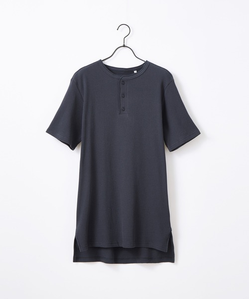 Craft Nicholson（クラフトニコルソン）の「ワッフル ロング丈 クルー ヘンリー 半袖Tシャツ（Tシャツ/カットソー・メンズ・チャコールグレー/ブラック/ブルー系その他3/パープル系その他2/ピンク系その他/スモークピンク/ブルー系その他2/パープル系その他/イエロー系その他/ベージュ系その他/ブルー系その他/ブラック系その他/グレー系その他/ヘザーグレー/ホワイト系その他/カーキ/アイボリー/ベージュ/ネイビー・M/L/XL）」の14枚目の写真