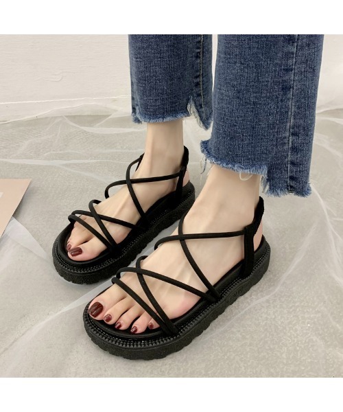 210nouve（トゥージュヌーブ）の「コードストラッププラットフォームサンダル（サンダル・レディース・ブラック/ベージュ/ピンク・36/37/38/39/40/35）」の5枚目の写真