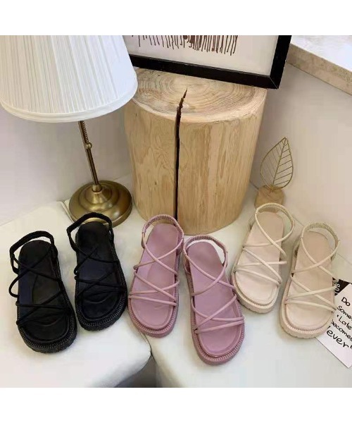 210nouve（トゥージュヌーブ）の「コードストラッププラットフォームサンダル（サンダル・レディース・ブラック/ベージュ/ピンク・36/37/38/39/40/35）」の4枚目の写真