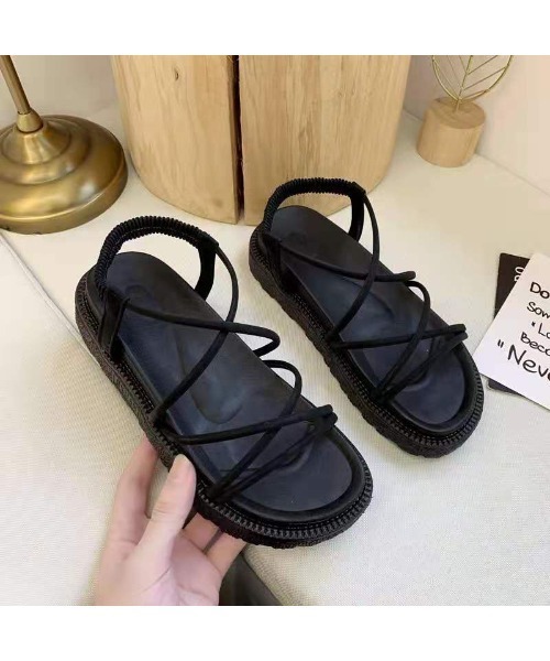 210nouve（トゥージュヌーブ）の「コードストラッププラットフォームサンダル（サンダル・レディース・ブラック/ベージュ/ピンク・36/37/38/39/40/35）」の9枚目の写真