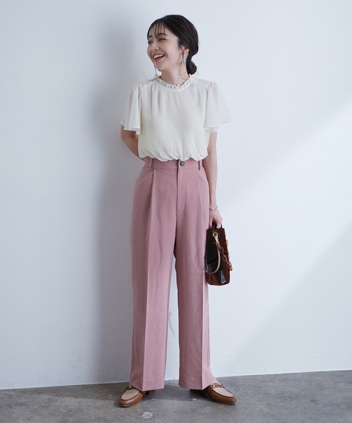 VIS（ビス）の「【洗濯機可】ドット＆無地シフォンバックリボンブプリーツブラウス（シャツ/ブラウス・レディース・ブラック/オフホワイト/ミント/ベージュ系その他/ラベンダー/ネイビー/ホワイト系その他・FREE）」の11枚目の写真