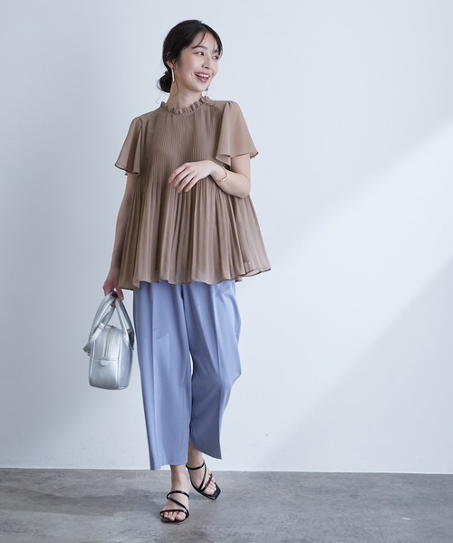 VIS（ビス）の「【洗濯機可】ドット＆無地シフォンバックリボンブプリーツブラウス（シャツ/ブラウス・レディース・ブラック/オフホワイト/ミント/ベージュ系その他/ラベンダー/ネイビー/ホワイト系その他・FREE）」の12枚目の写真