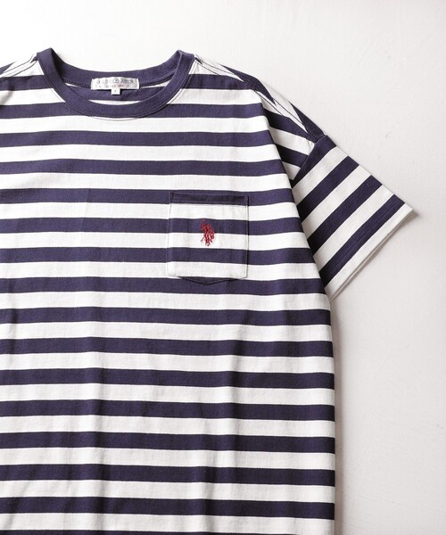 FREAK'S STORE（フリークスストア）の「▽【WEB限定】U.S.POLO ASSN./ユーエスポロアッスン　別注胸刺繍ポケットTシャツ（Tシャツ/カットソー・レディース・ホワイト/ブラック/ベージュ/ネイビー/グリーン/ラベンダー/ブルーグリーン/ネイビー系/ネイビー×ホワイト/ブラック×ベージュ・ﾌﾘ-）」の8枚目の写真