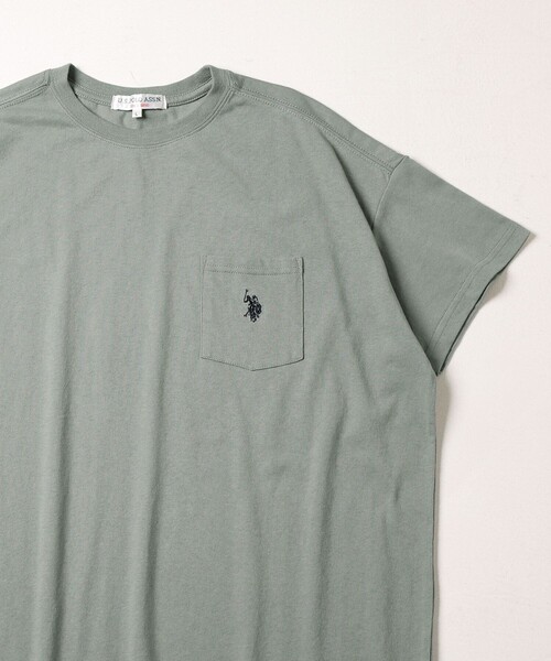 FREAK'S STORE（フリークスストア）の「▽【WEB限定】U.S.POLO ASSN./ユーエスポロアッスン　別注胸刺繍ポケットTシャツ（Tシャツ/カットソー・レディース・ホワイト/ブラック/ベージュ/ネイビー/グリーン/ラベンダー/ブルーグリーン/ネイビー系/ネイビー×ホワイト/ブラック×ベージュ・ﾌﾘ-）」の17枚目の写真
