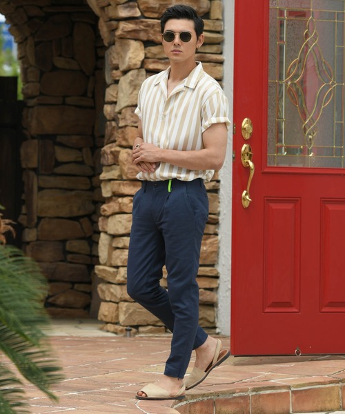 #Re:room URBAN BEACH CLUB（リルームアーバンビーチクラブ）の「リネンスリムスラックス（スラックス・メンズ・ベージュ/ネイビー・SMALL/LARGE/MEDIUM）」の7枚目の写真
