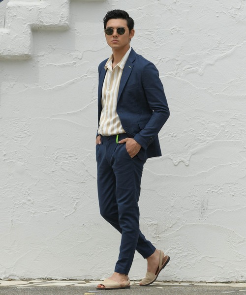 #Re:room URBAN BEACH CLUB（リルームアーバンビーチクラブ）の「リネンスリムスラックス（スラックス・メンズ・ベージュ/ネイビー・SMALL/LARGE/MEDIUM）」の8枚目の写真