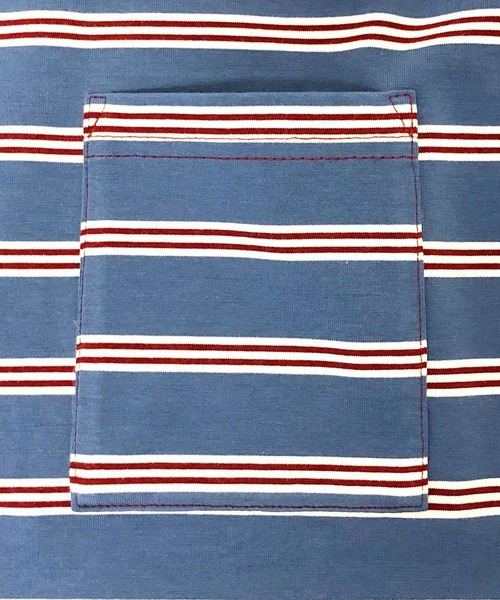 GLAZOS(グラソス)の「天竺・ドロップショルダーBIGサイズマルチボーダーポケット半袖Tシャツ(Tシャツ/カットソー・キッズ・ライトブルー/ブルー/ライトグリーン/マスタード・130cm/140cm/150cm/160cm/170cm)」の13枚目の写真